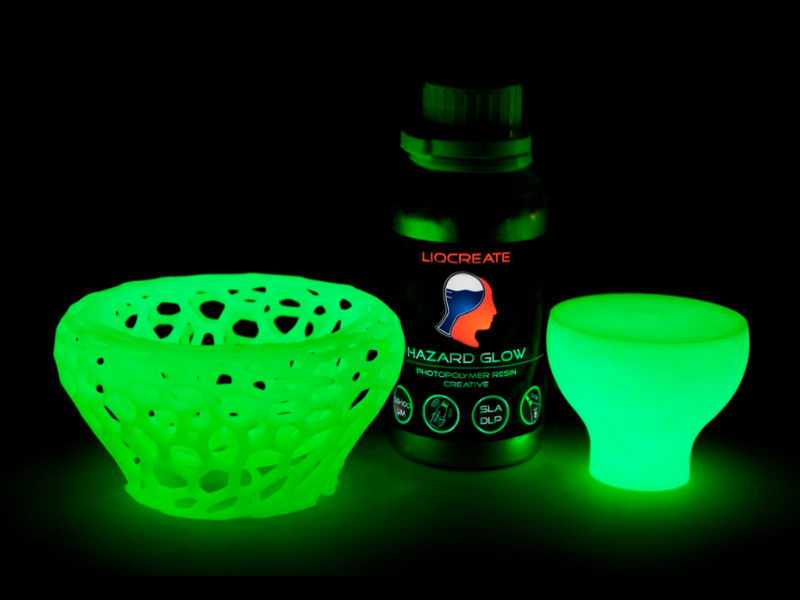 Piezas impresas en 3D con la resina Hazard Glow